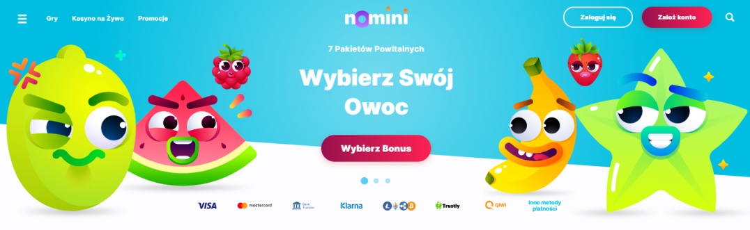 Kasyno Nomini oferuje aż 7 bonusów powitalnych